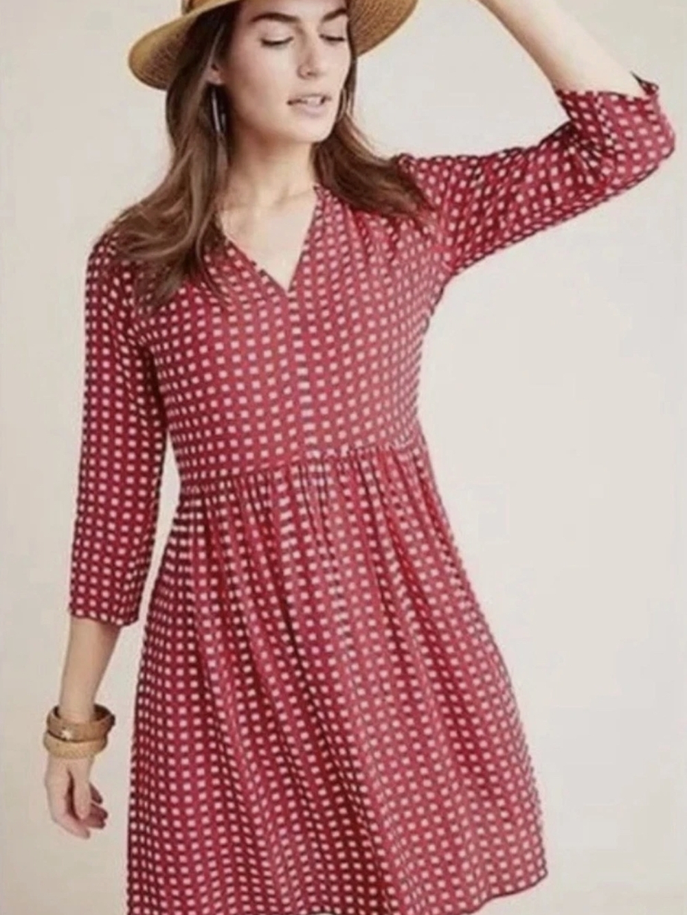 Anthropologie | Maeve | Juno Dress Red and White Gingham
